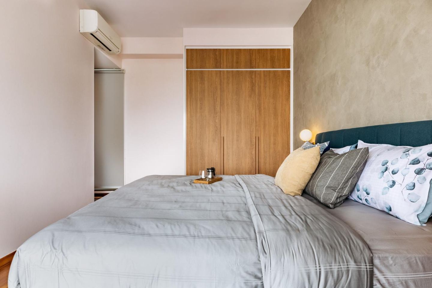 Modern Master Bedroom Design With Pastel Blue Bed