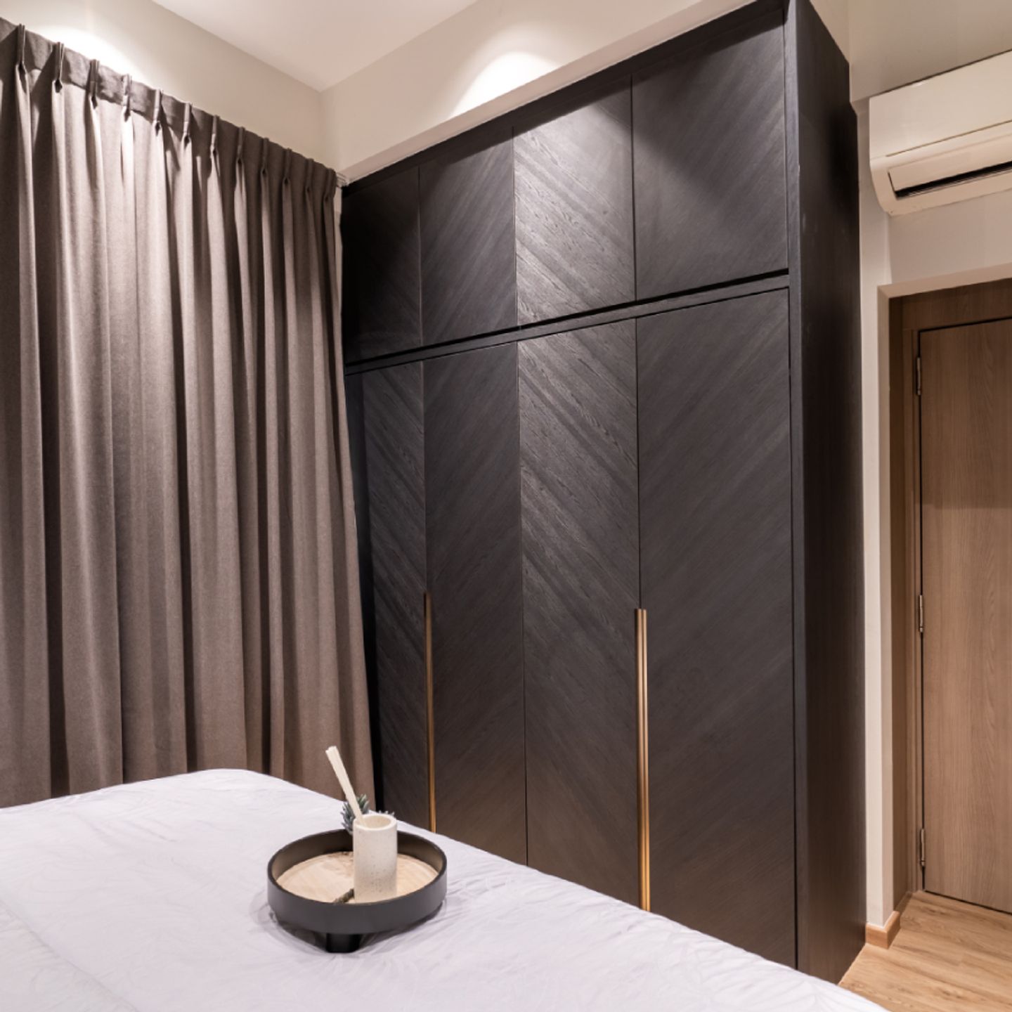 Dark Grey Bedroom Wardrobe Design - Livspace