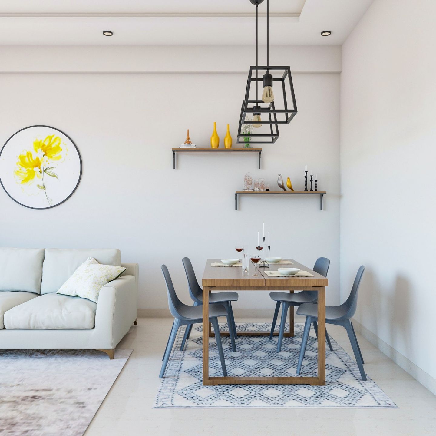 4-Seater Contemporary Dining Room Design - Livspace