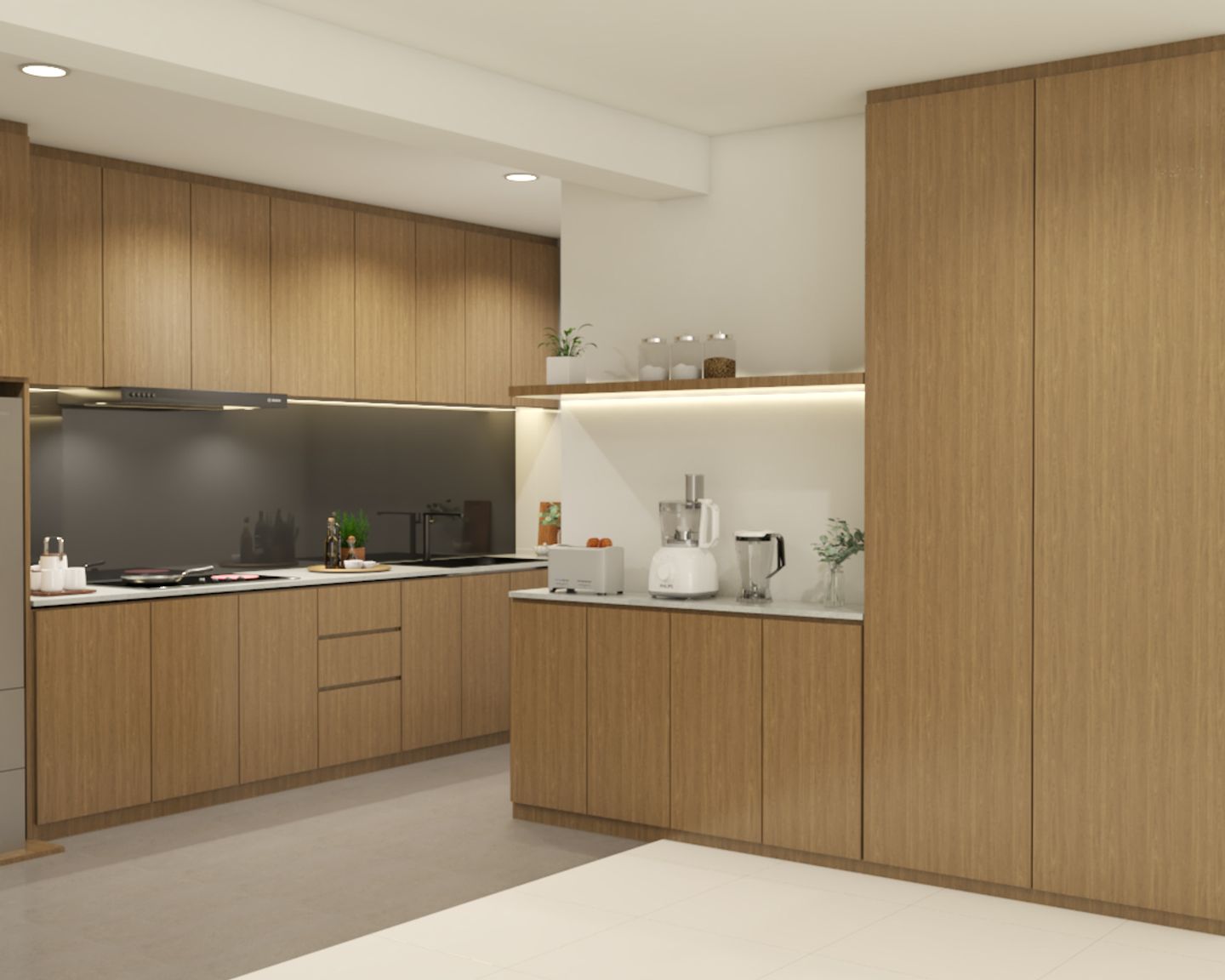 Open Wooden Kitchen Design - Livspace