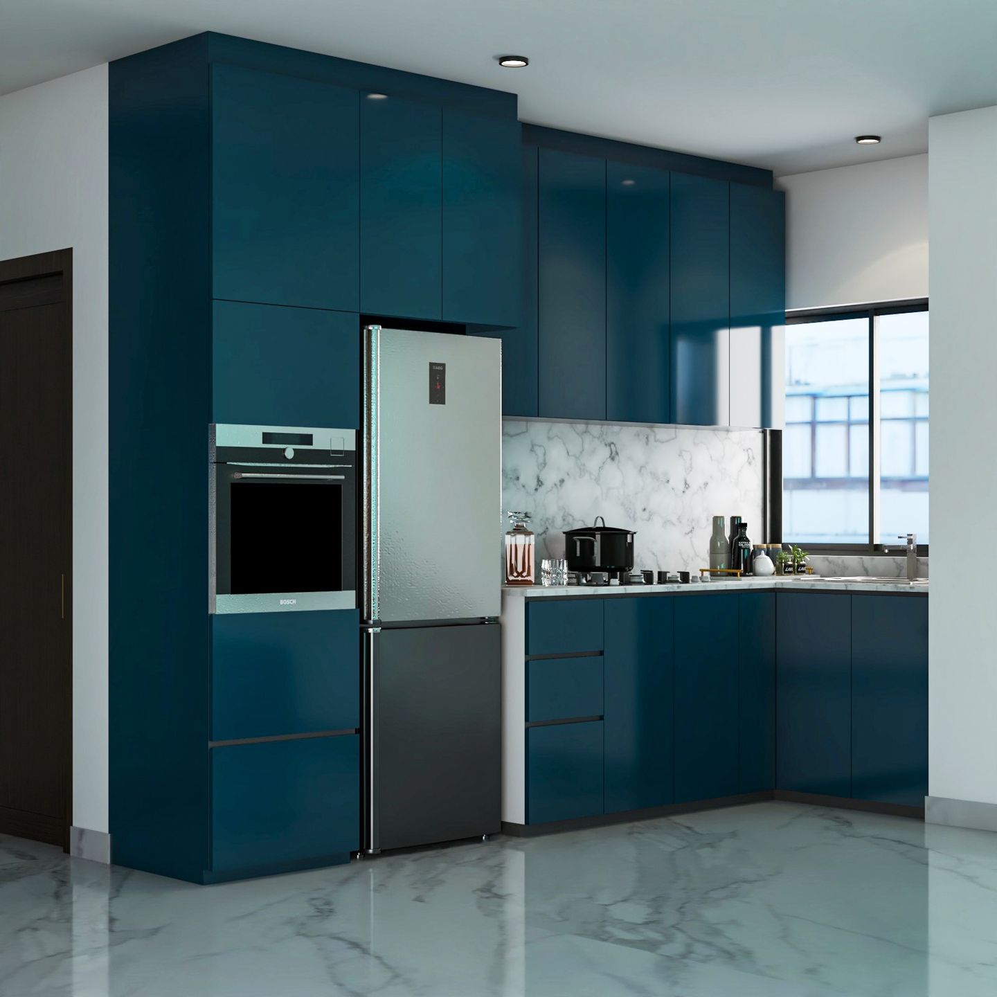 Blue Kitchen Design - Livspace