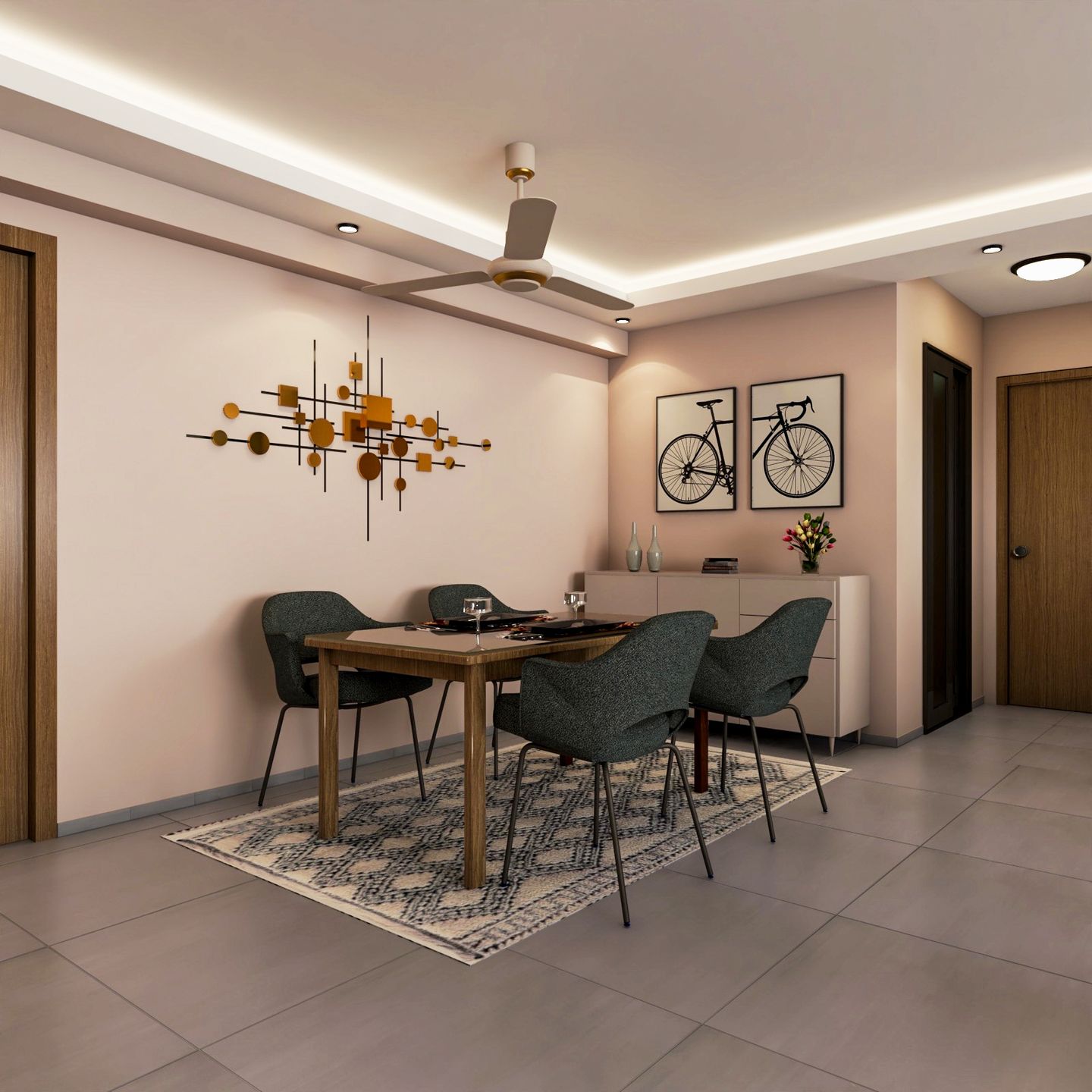 4-Seater Dining Room Design - Livspace