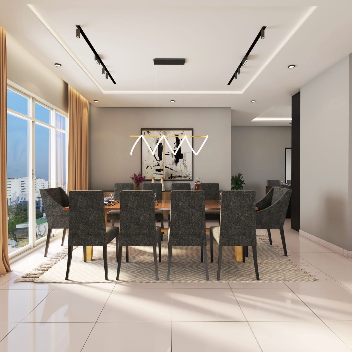 10-Seater Dining Room Design - Livspace