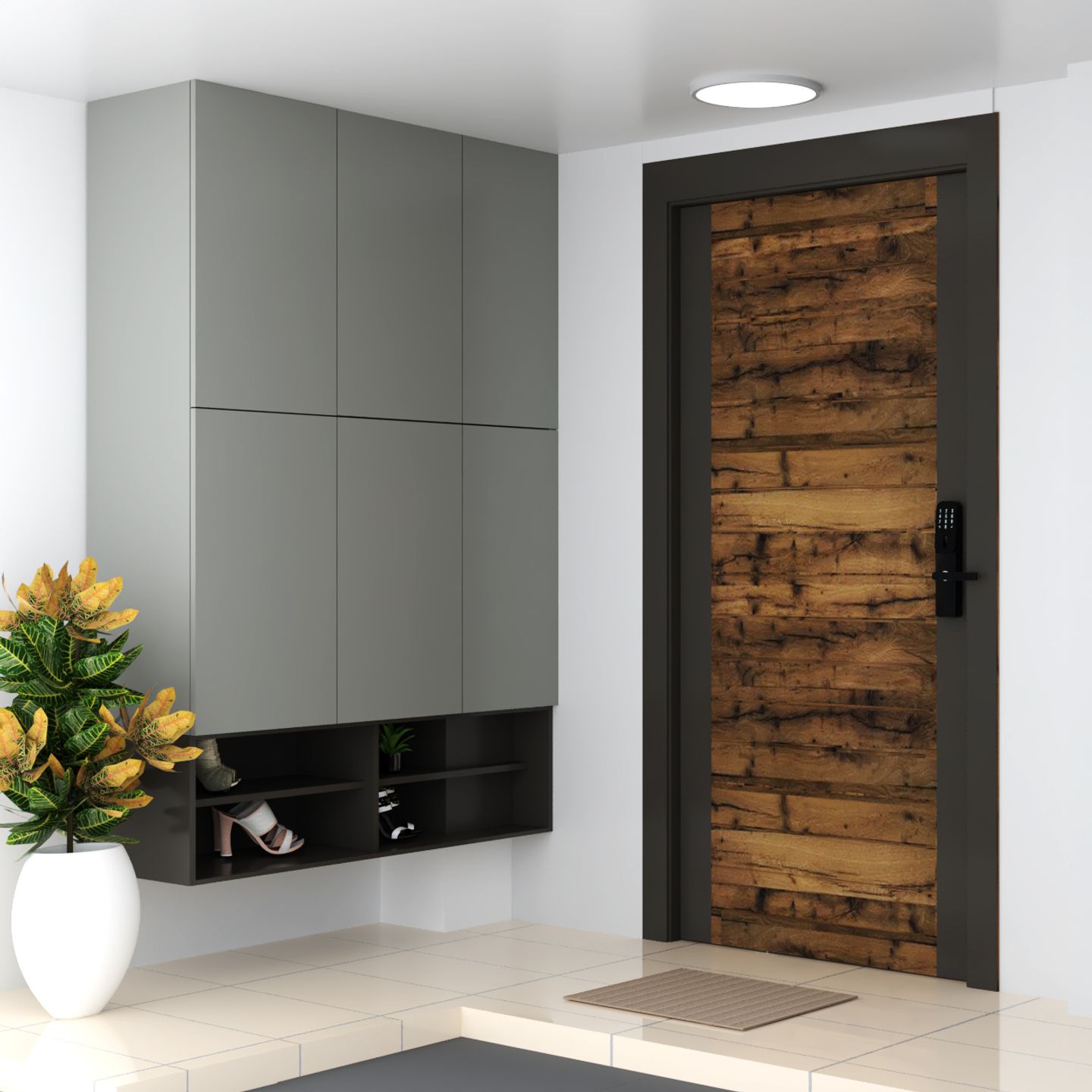Grey Foyer Design - Livspace