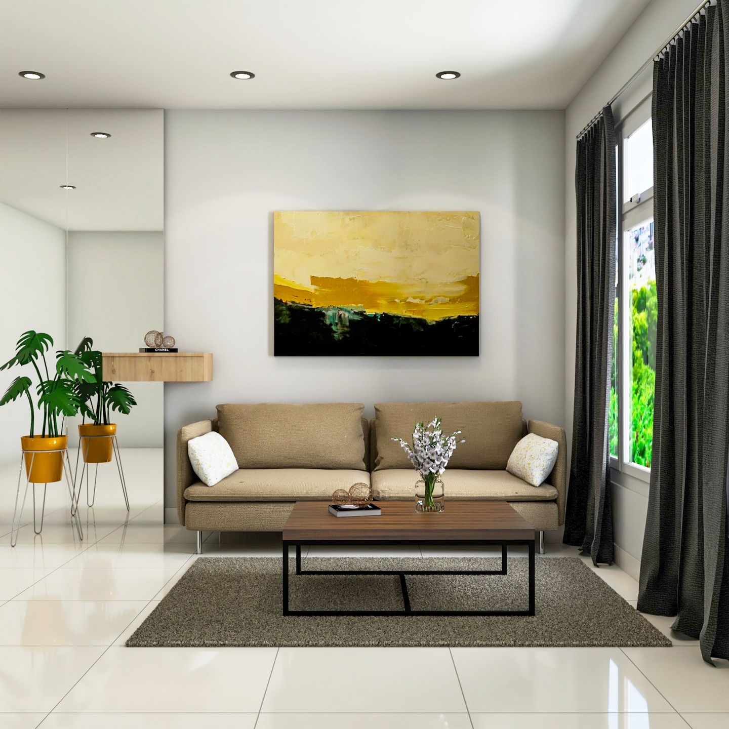 Grey Living Room Interior Design For Modern Homes - Livspace