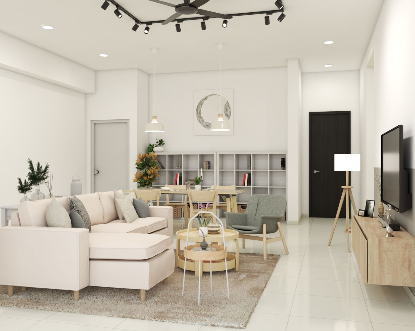 Spacious open layout living room - Livspace
