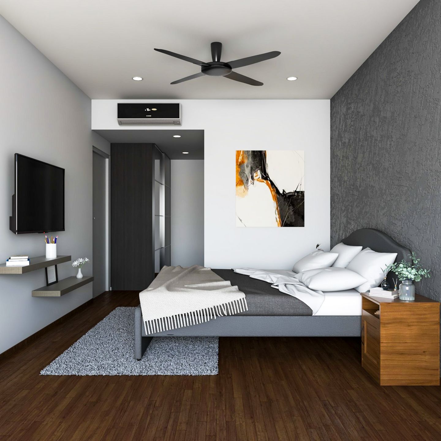 Master Bedroom With Warm Colour Scheme - Livspace