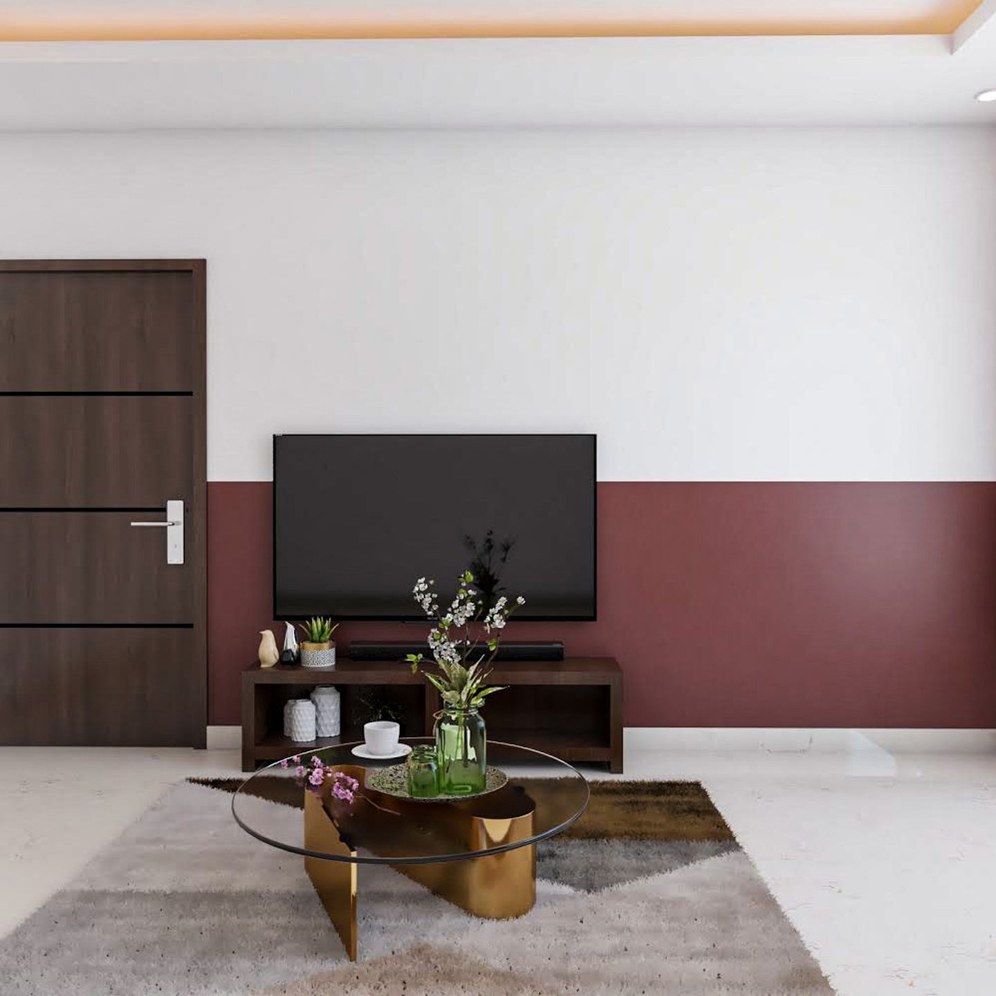 Maroon Solid Wall Paint Wall Design - Livspace