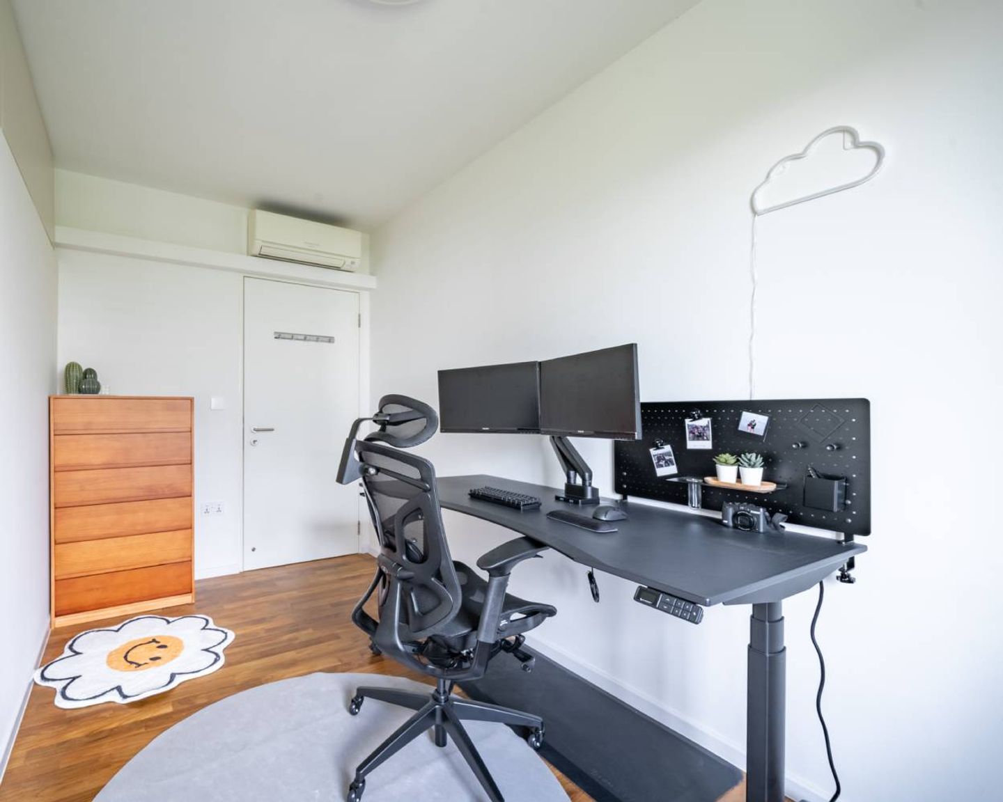 Dark Grey Home Office Design With Swivel Chair Livspace