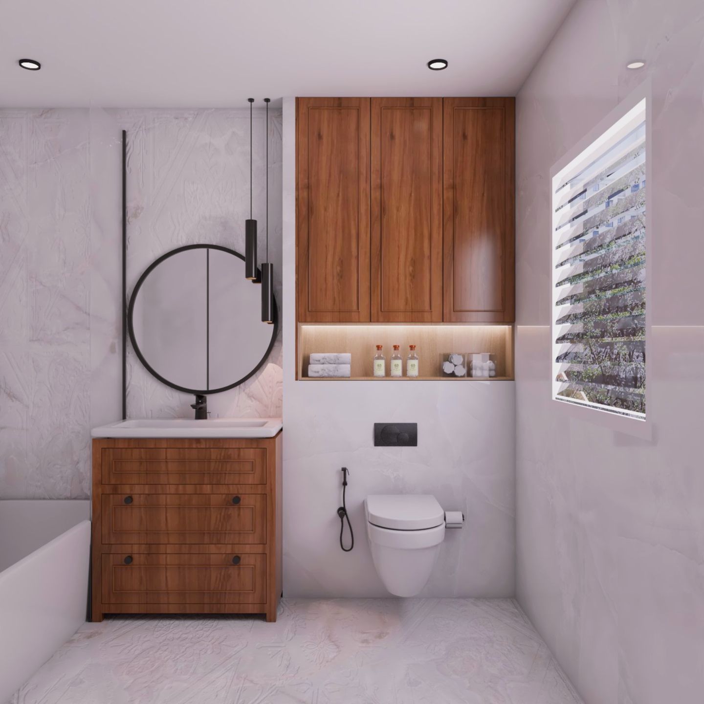 Discover Modern Simplicity With A Wood And White Bathroom Design And ...