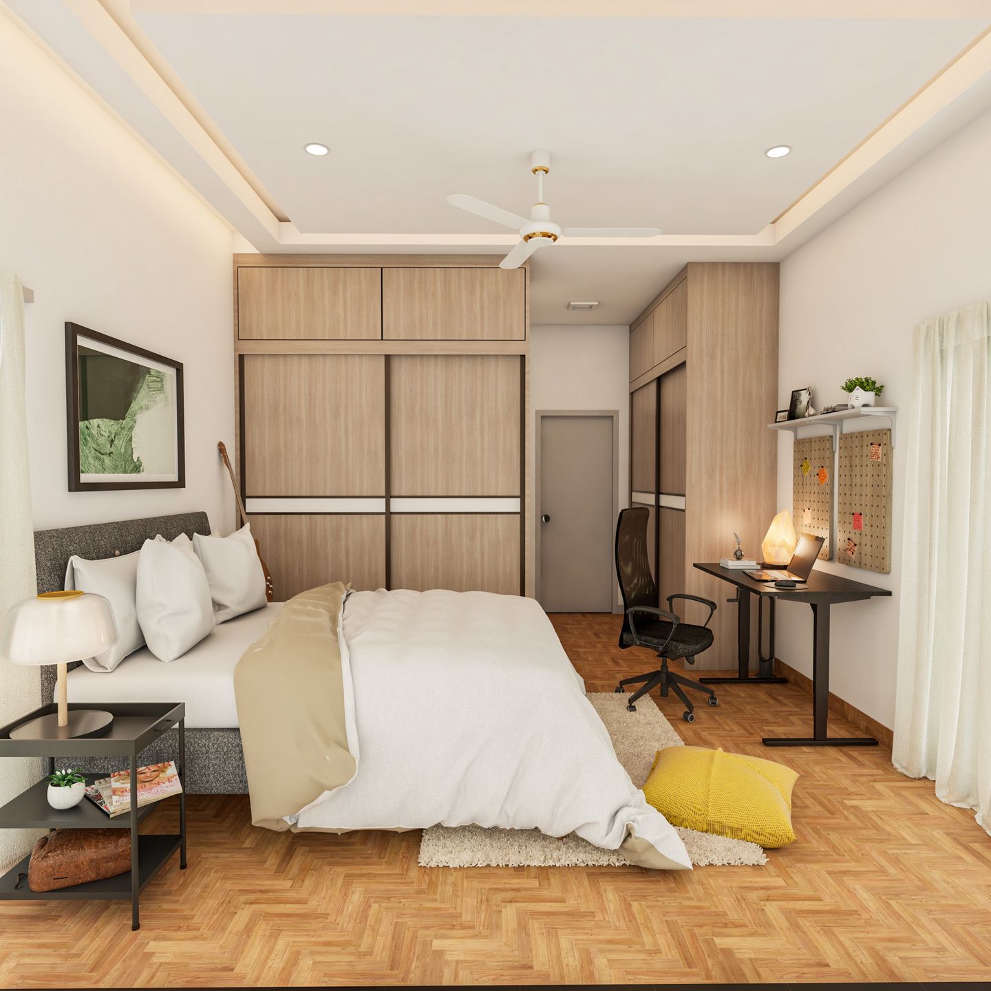 Modern Master Bedroom Design With Wardrobes - Livspace