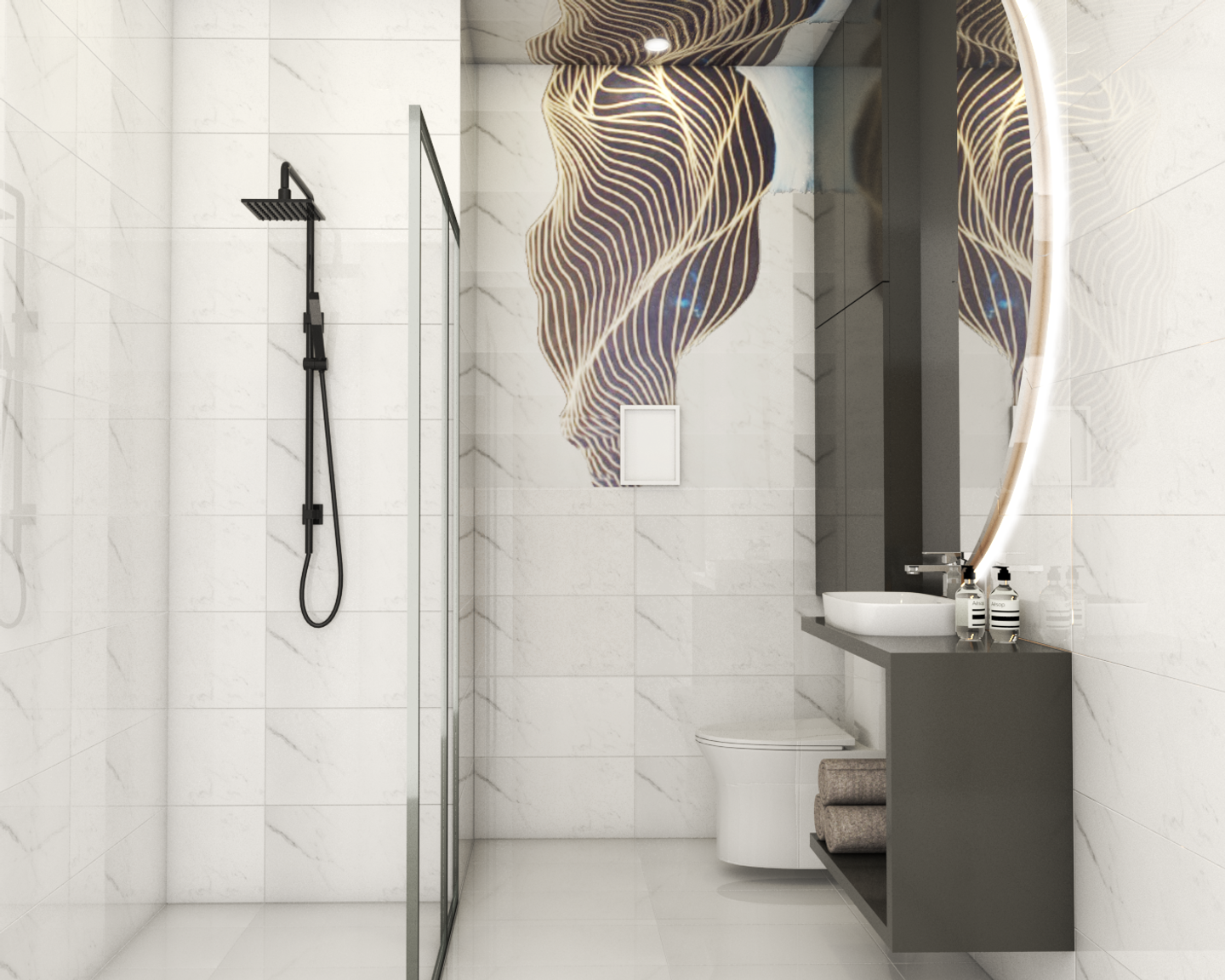 Highlighter Wall Tiles Modern Spacious Bathroom Design - Livspace