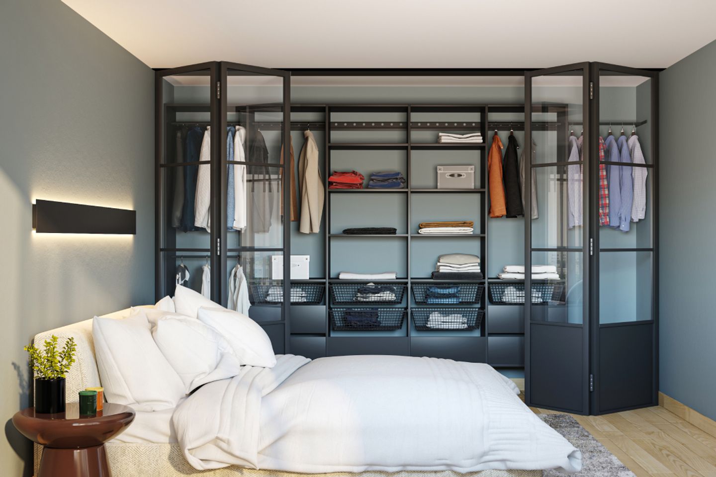 Industrial Bedroom Wardrobe Design - Livspace