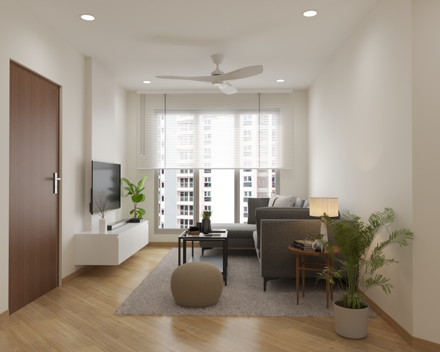 Grey L-Shaped Sofa Modern Living Room Interior Design - Livspace