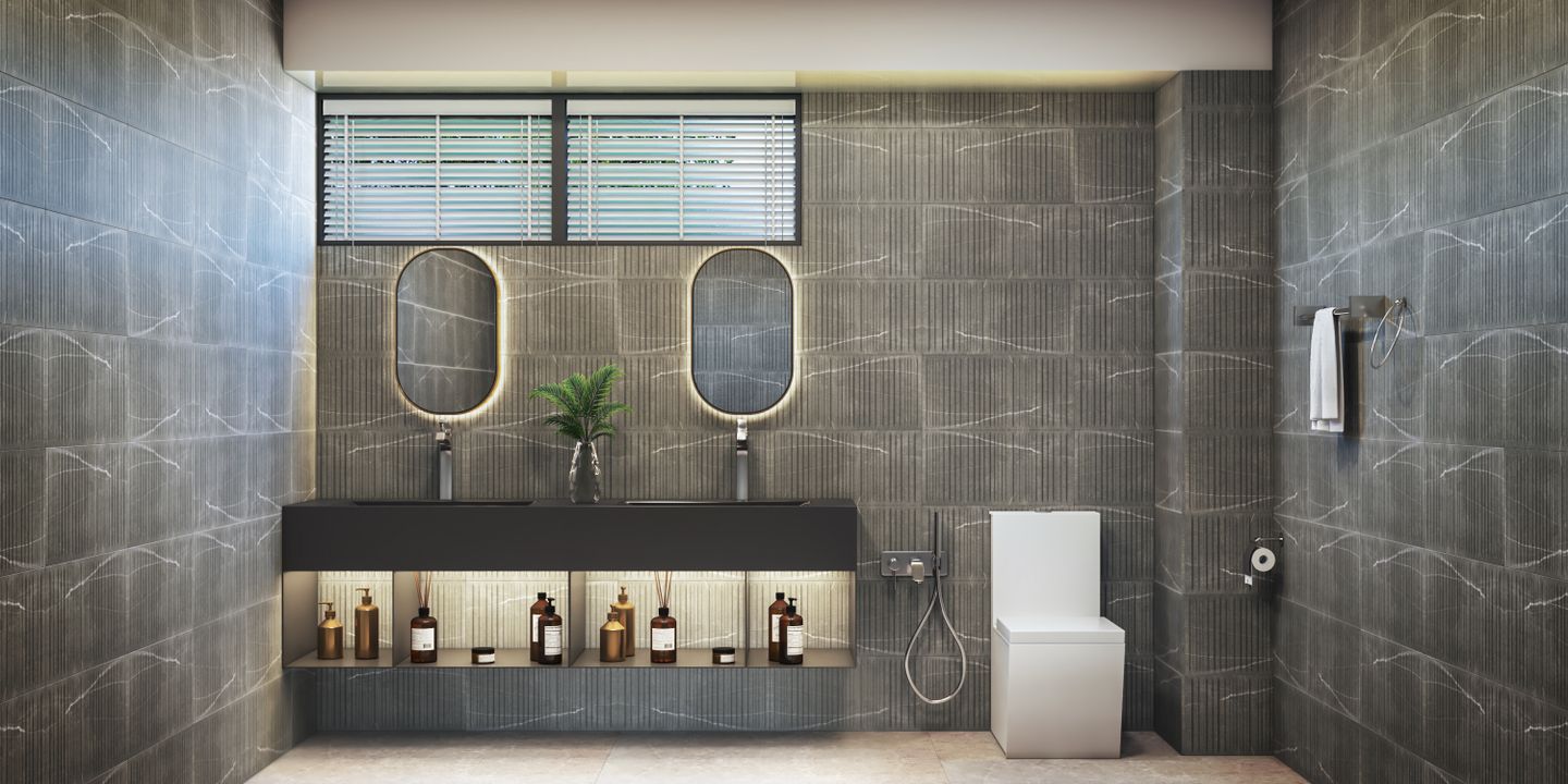 Antique Themed Bathroom Design With Minimal Storage - Livspace