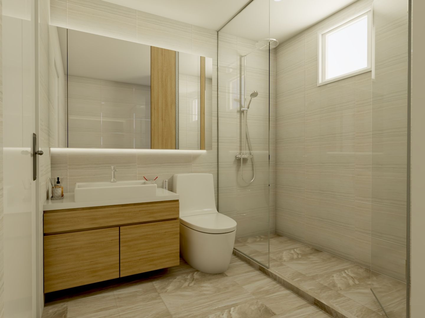 Glam Mirror Storage Cabinet Contemporary Bathroom Design - Livspace