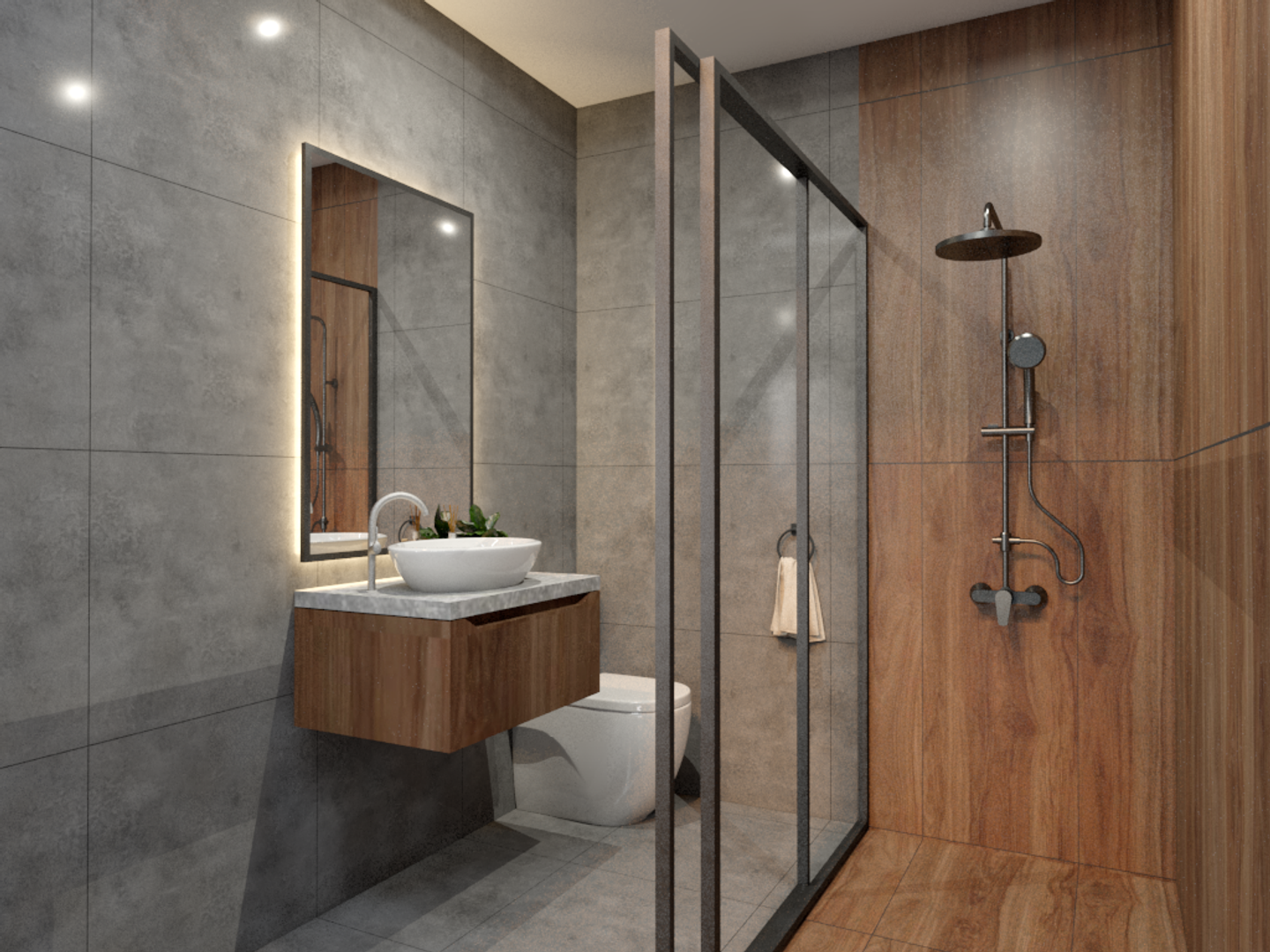 Rectangular Mirror Multi-Functional Spacious Bathroom Design - Livspace