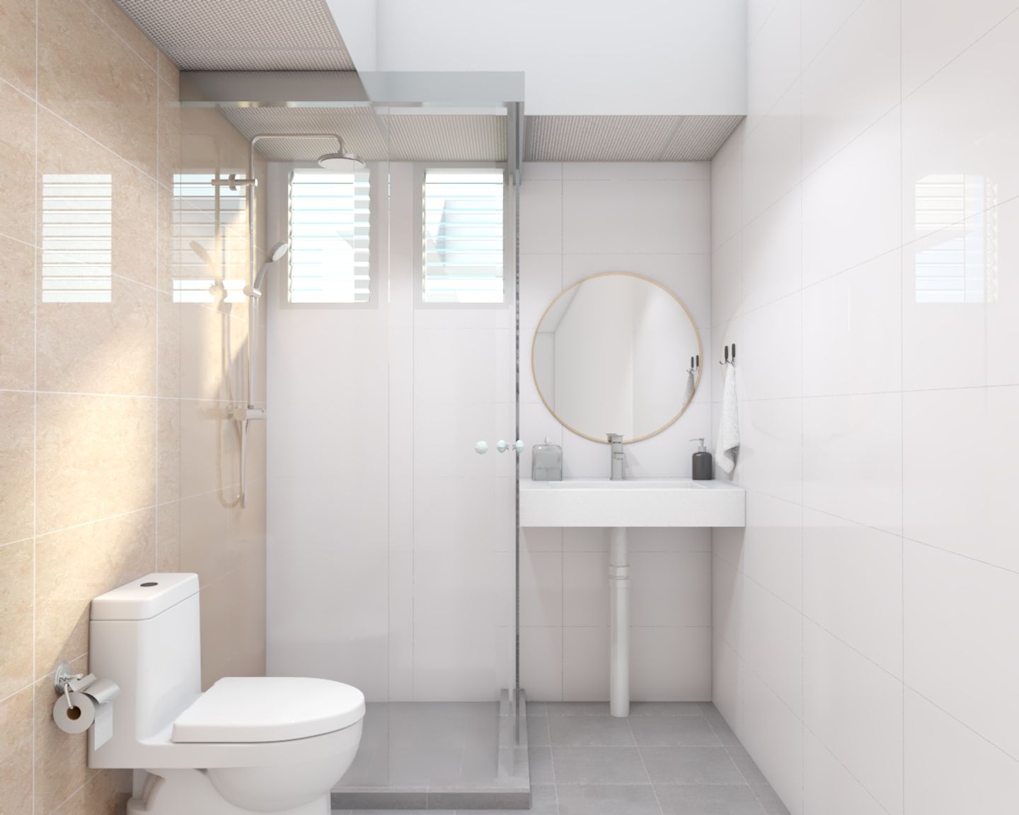 Simple Bathroom With Peach-White Walls - Livspace