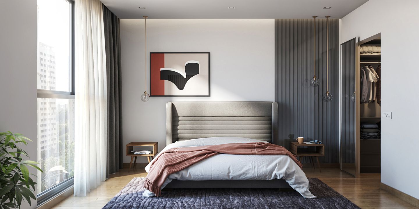 Unique Industrial style spacious Bedroom - Livspace