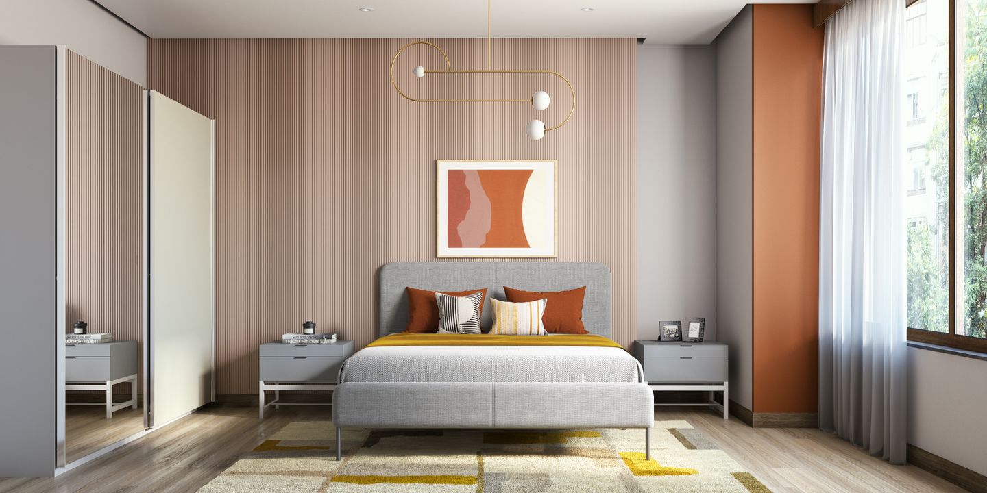 Orange-Toned Master Bedroom - Livspace