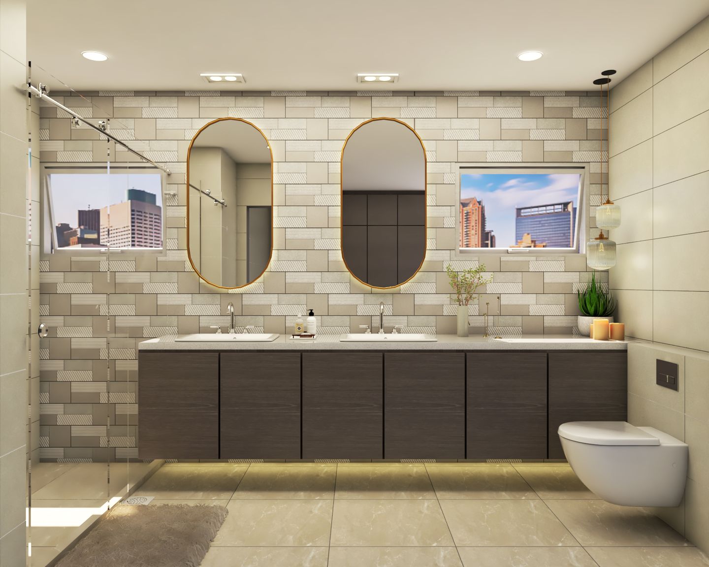 Classic Bathroom Design With Dual Mirrors - Livspace