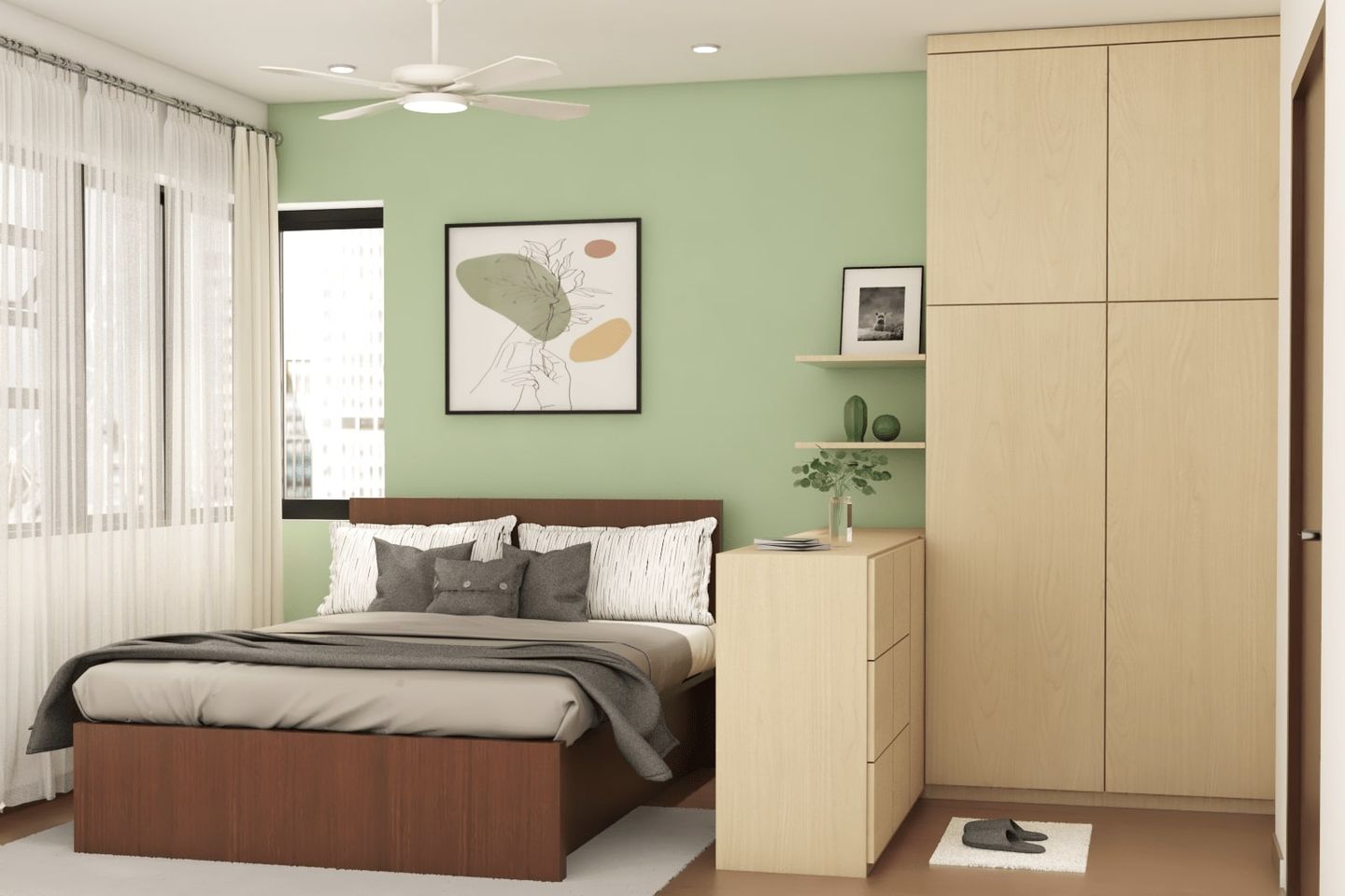 Master Bedroom With Storage Divider - Livspace