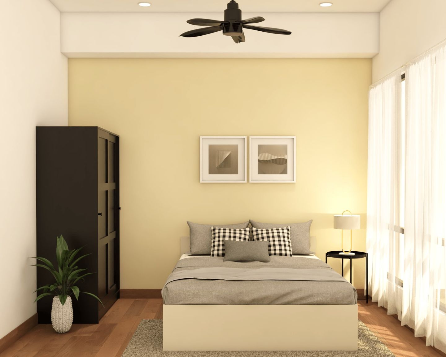 Minimal Bedroom Wall Paint Design - Livspace