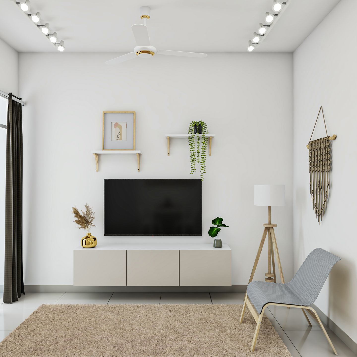 Living Room With TV Unit - Livspace