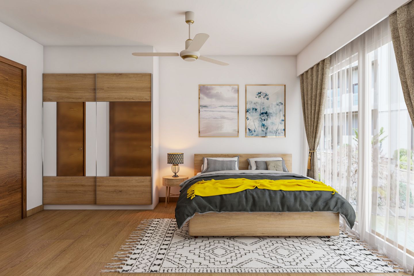 Scandinavian Bedroom Design with Wooden Accents - Livspace