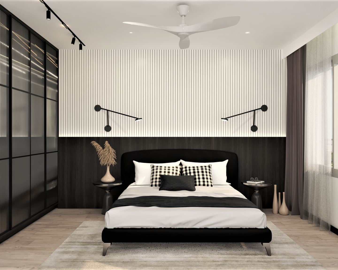 Black and White Bedroom - Livspace