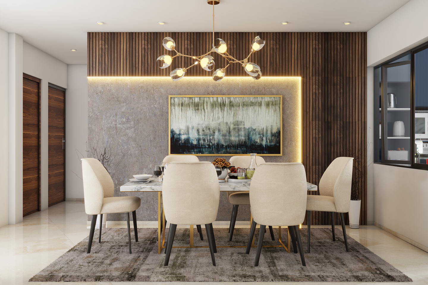 Contemporary Dining Room Designed For Rental Homes - Livspace