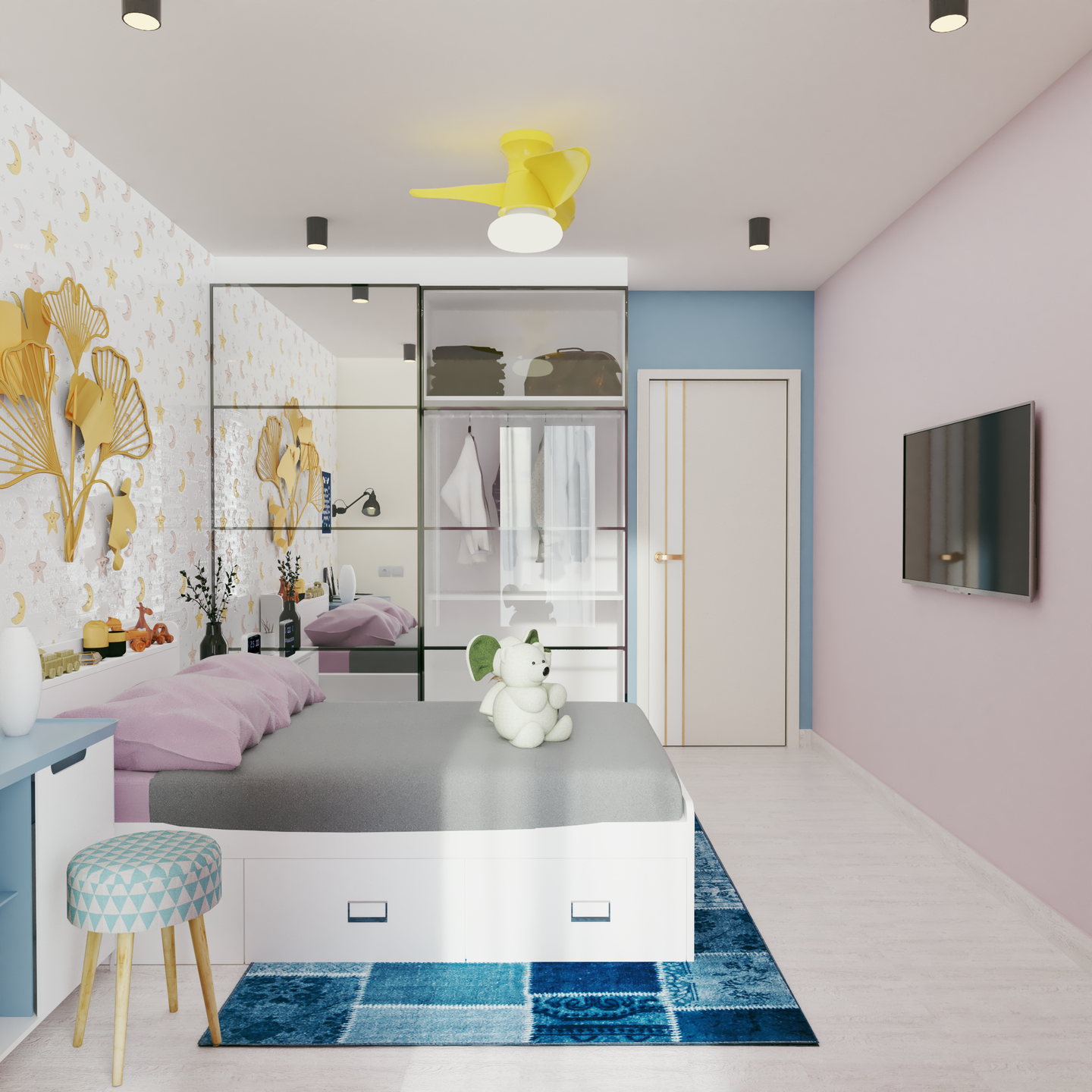 Colourful Kids Bedroom Designed With Modern Elements - Livspace