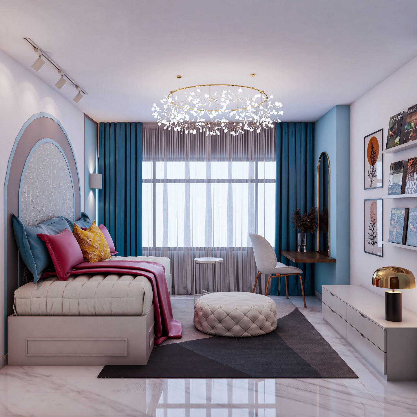 Spacious Frozen Blue Themed Kids Bedroom Design Ideas - Livspace