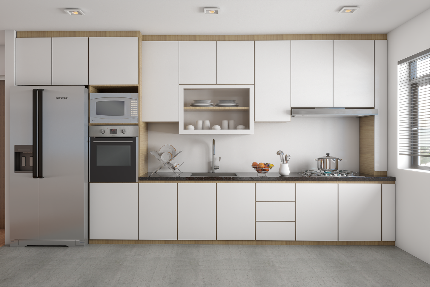 Pure White Kitchen - Livspace