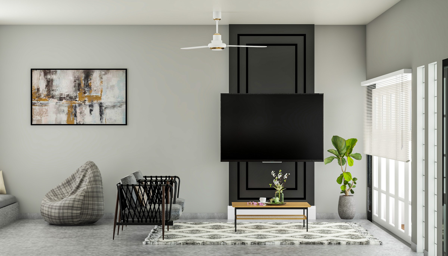 Industrial Living Room with Darker Shades - Livspace