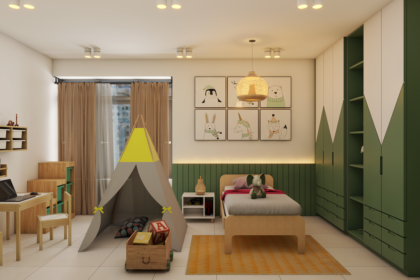 Tropical Jungle Style Kids Bedroom Design Ideas - Livspace