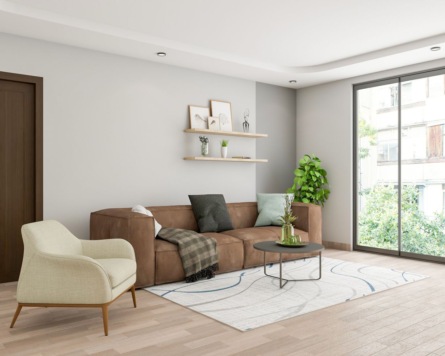 Dual-toned Living Room Wall Paint Design In Shades Of Grey 