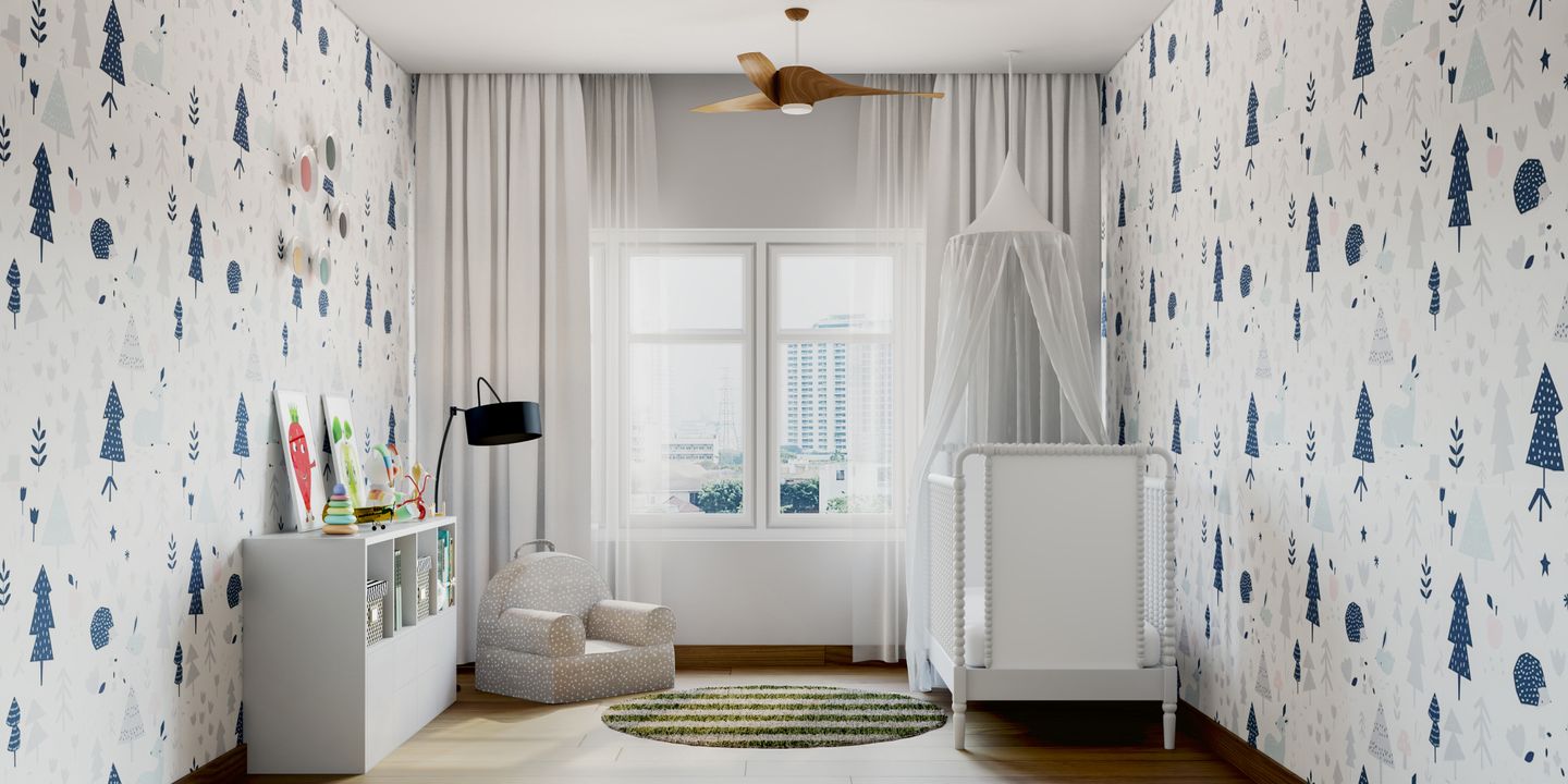White-Themed Kid's Bedroom - Livspace