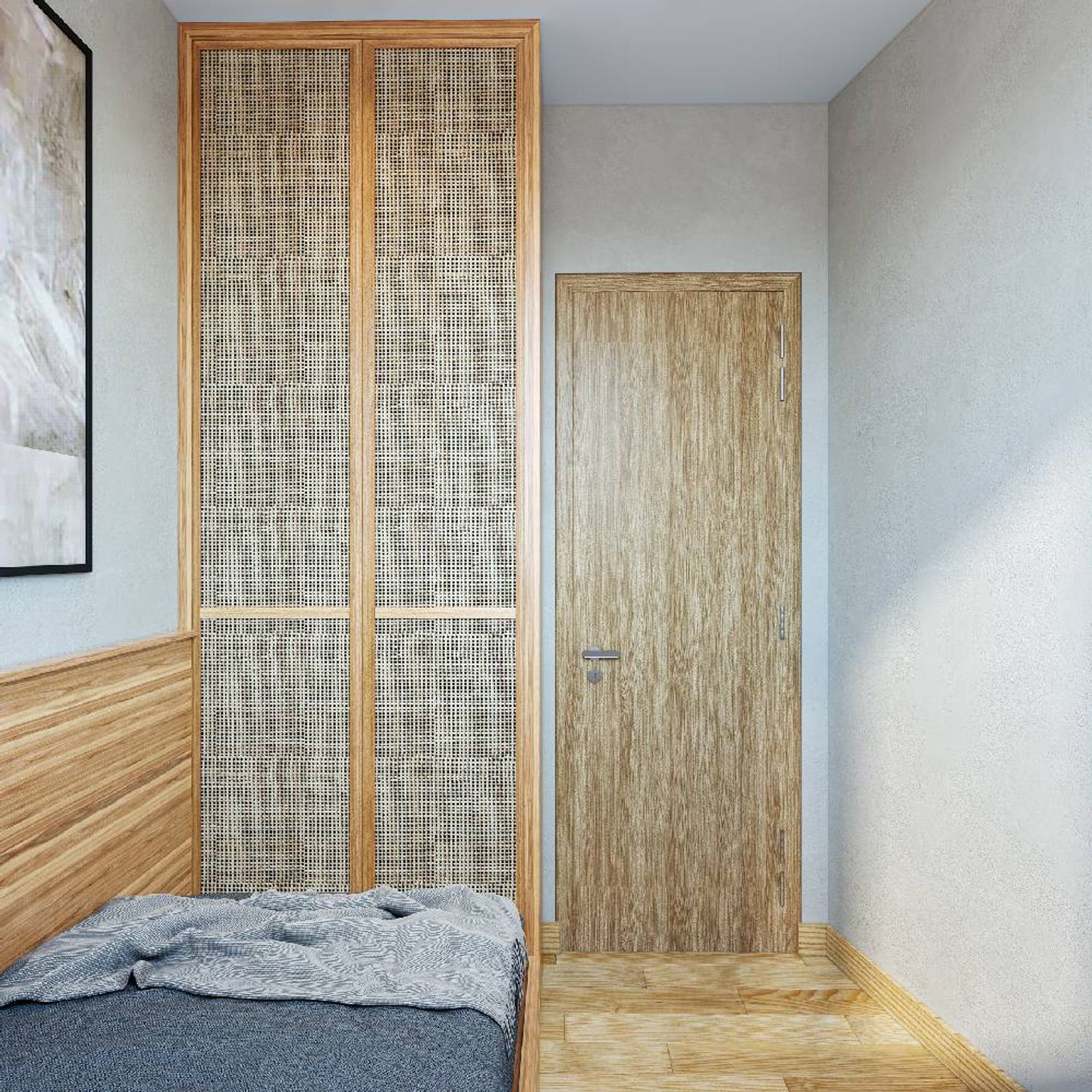 2 Door Swing Wardrobe Design With A Rustic Look - Livspace