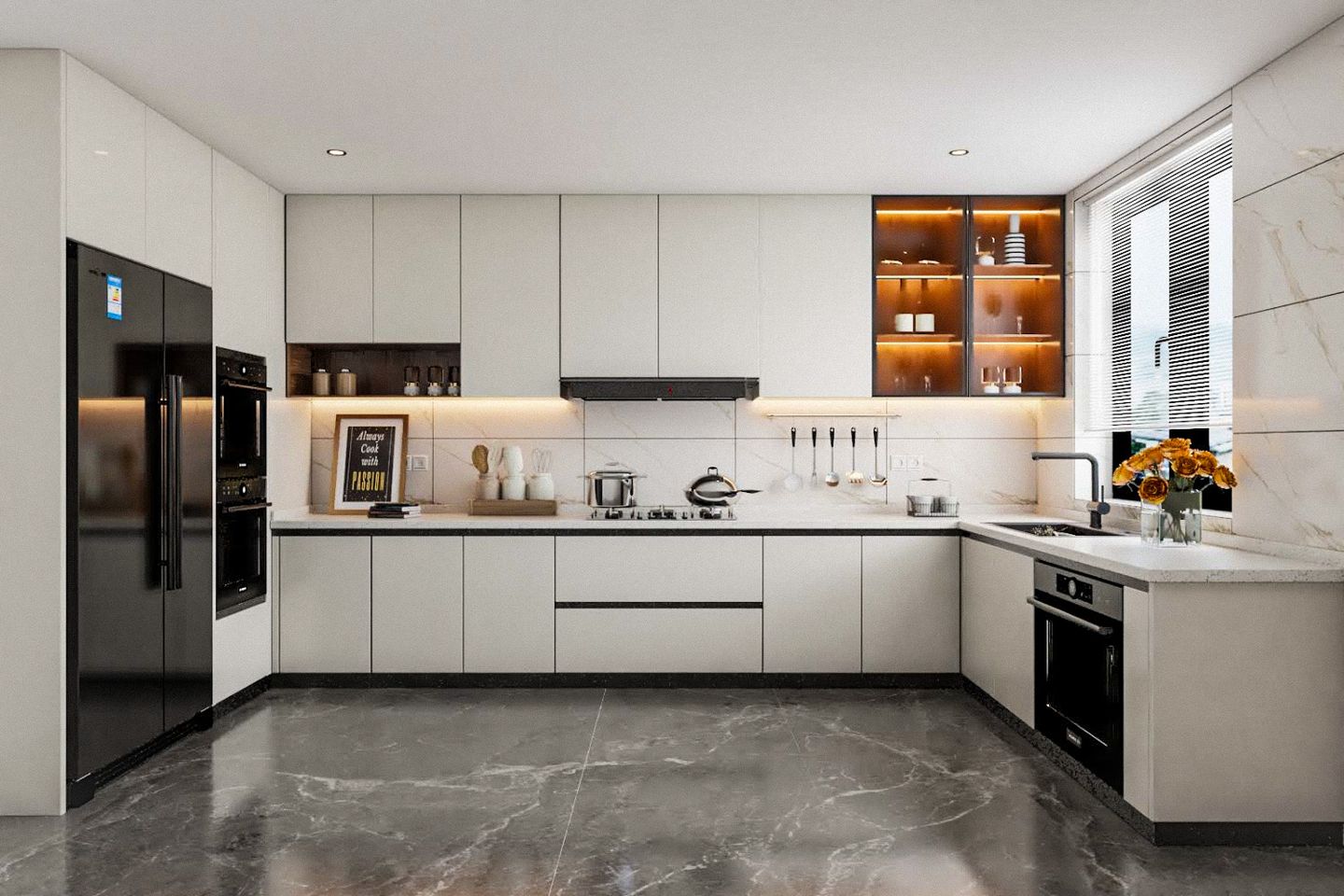Ceramic Glossy White Kitchen Tile Design For Backsplash - Livspace