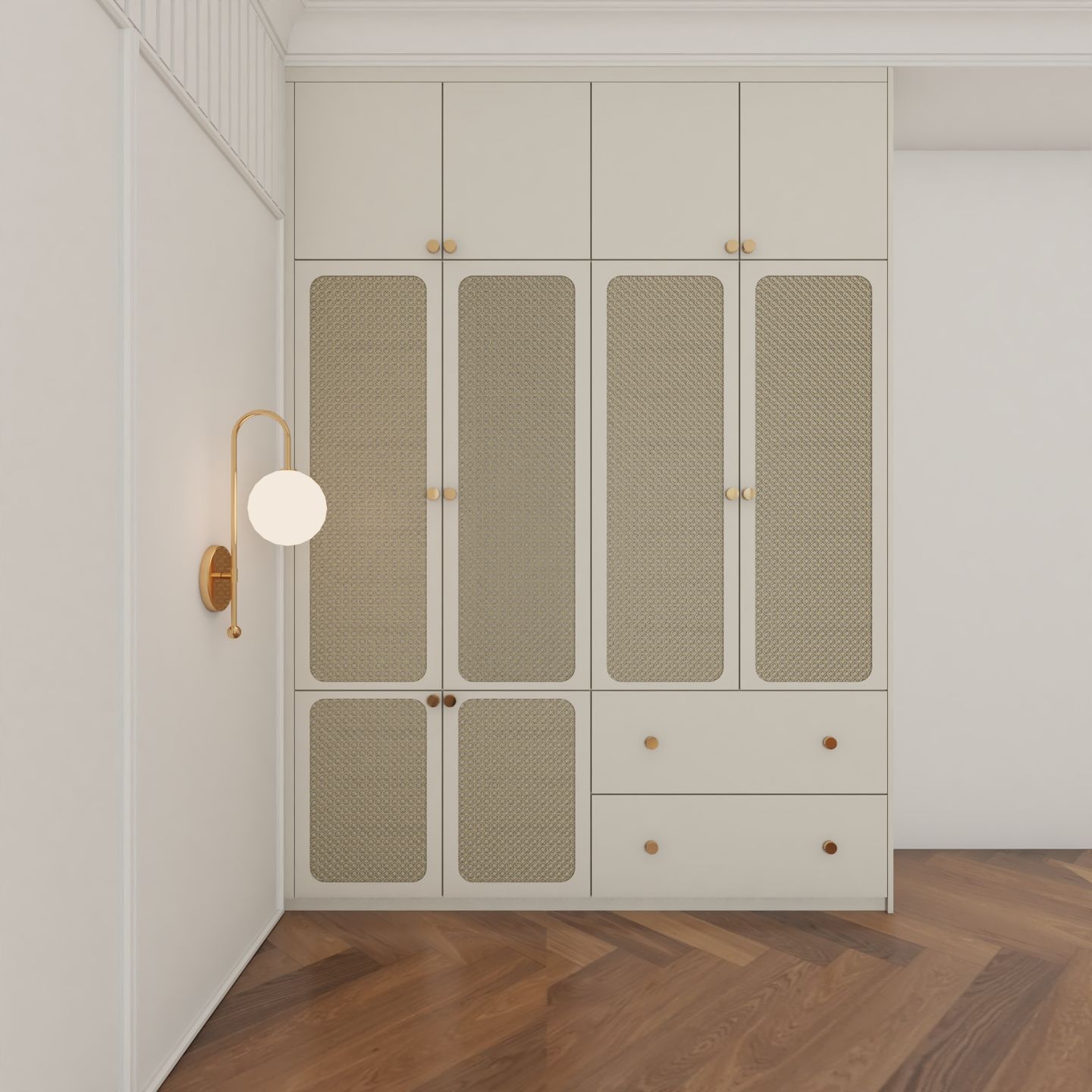 Modern 4 Door Swing Wardrobe Design With Laminate In Suede Finish - Livspace