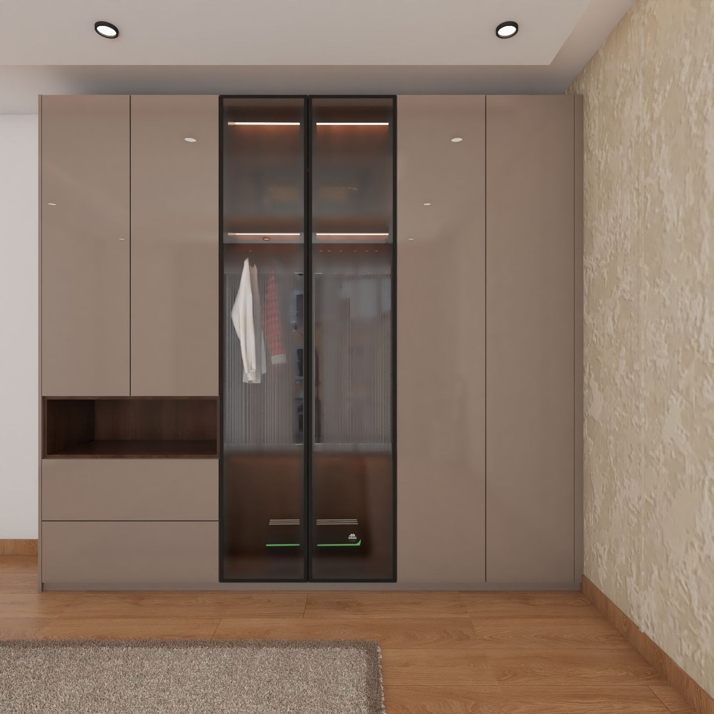 6 Door Swing Wardrobe Design With Acrylic Gloss Finish - Livspace