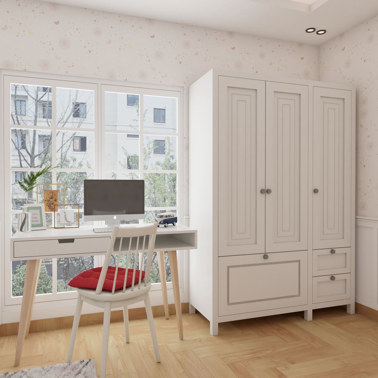 3-Door Swing Wardrobe Design In White - Livspace