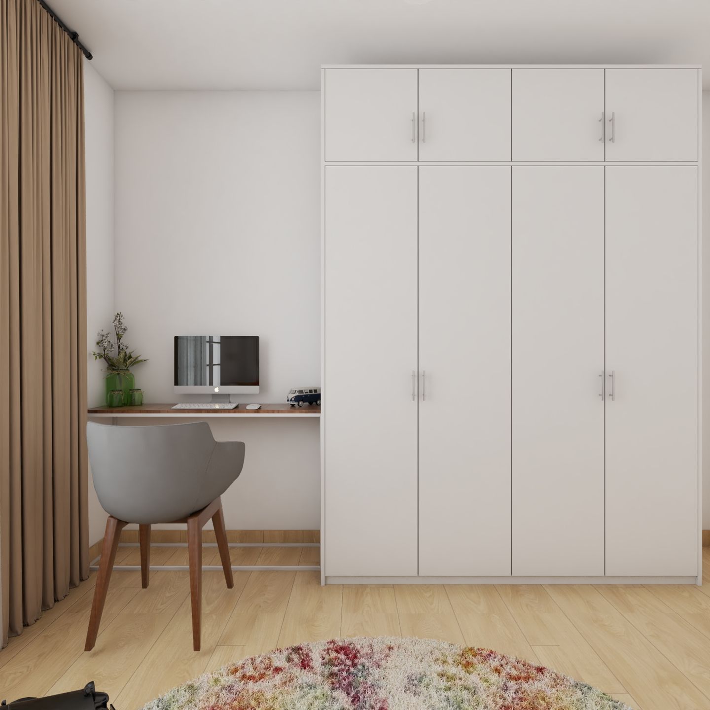 White 4-Door Swing Wardrobe Design - Livspace