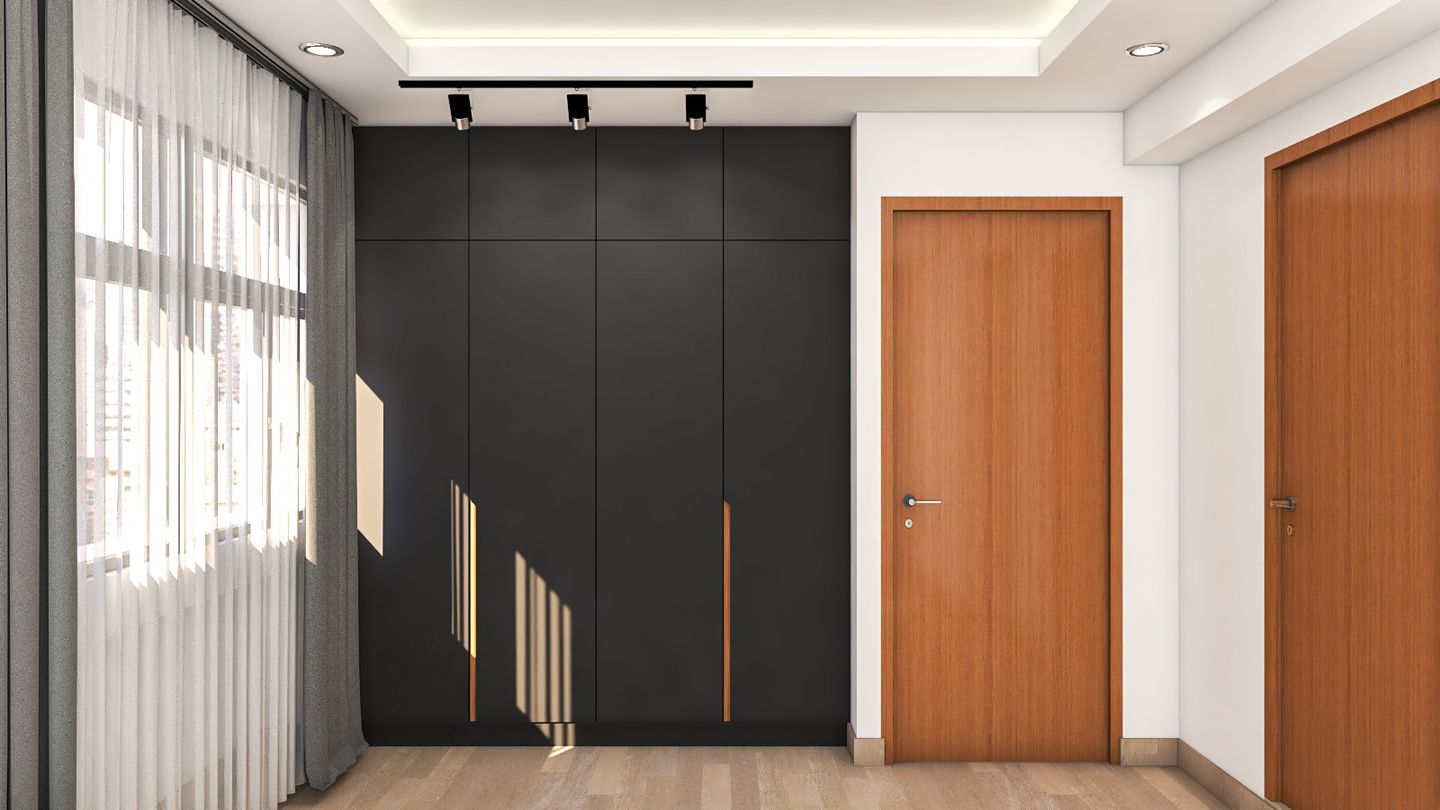 Compact Black Modern Wardrobe Design For Bedroom
