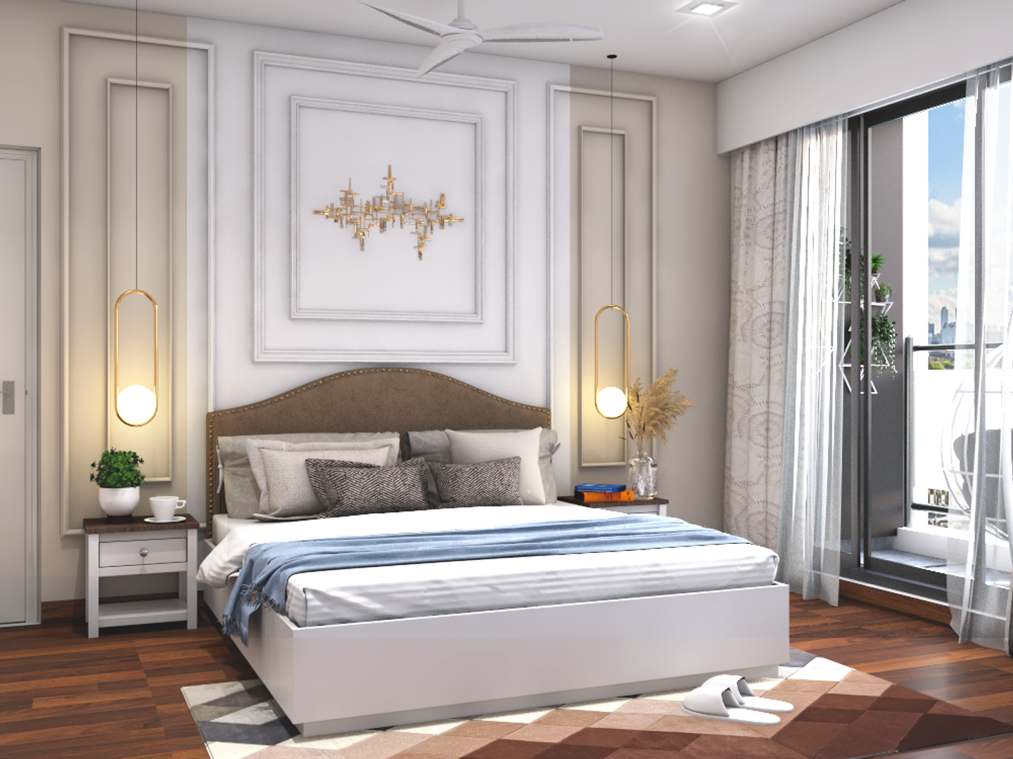 Traditional Bedroom with Golden Trims - Livspace