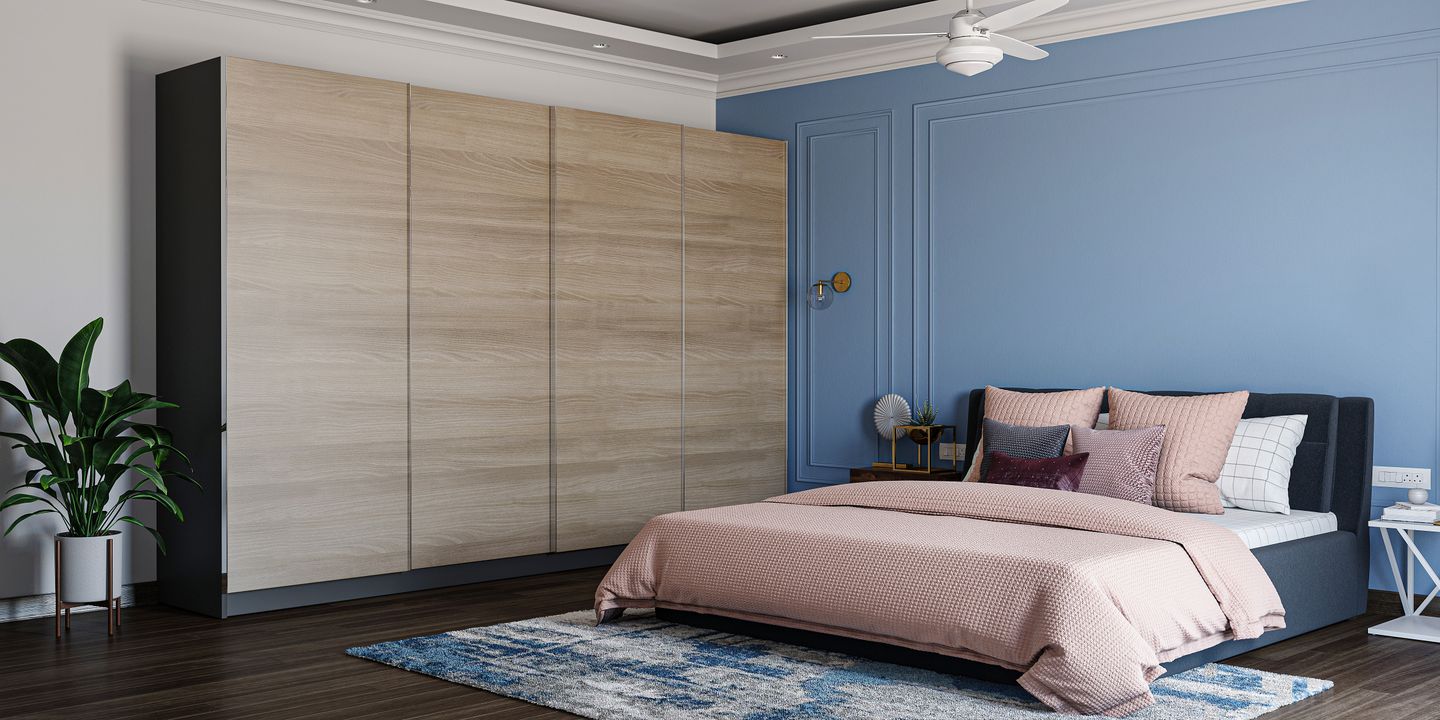 Spacious Pastel Master Bedroom Design - Livspace