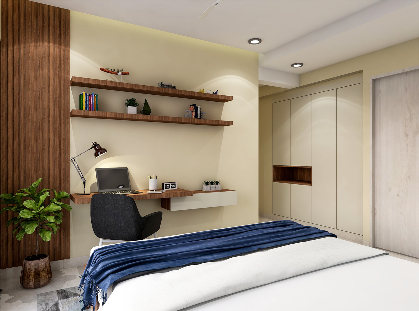 Minimal Spacious Convenient Master Bedroom - Livspace