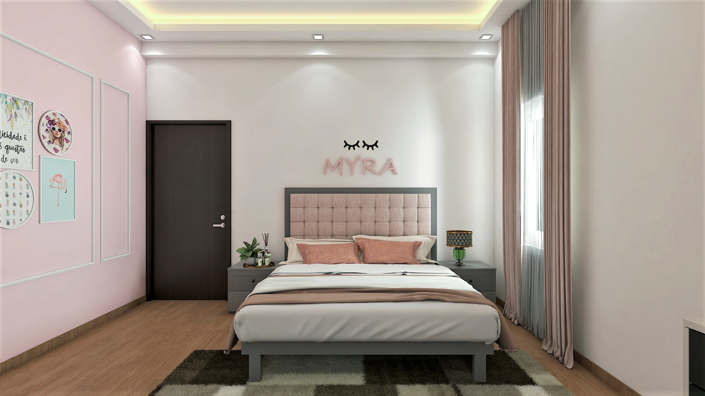 Pink Theme Bedroom with Hut Area - Livspace