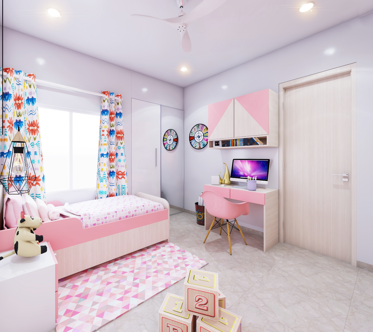 Blush Pink Kid’s bedroom Livspace
